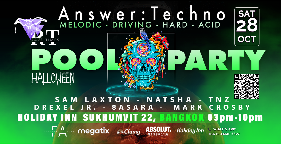 Megatix - Answer: Techno POOL PARTY, Bangkok Holiday Inn, HALLOWEEN, by ...